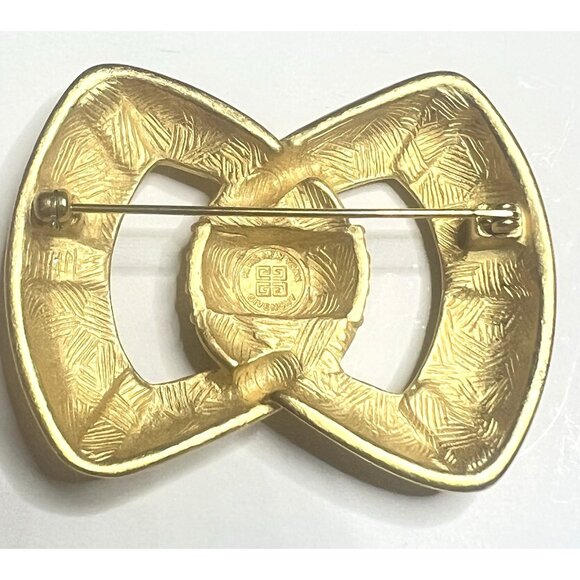 Vintage Givenchy Paris New York Gold-Tone Interlocking Loop Brooch 1970-80 - Picture 7 of 8